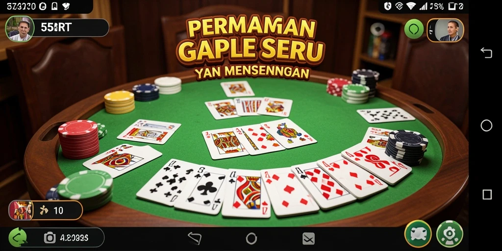 Screenshot gameplay 55RT menampilkan suasana Gaple yang seru.