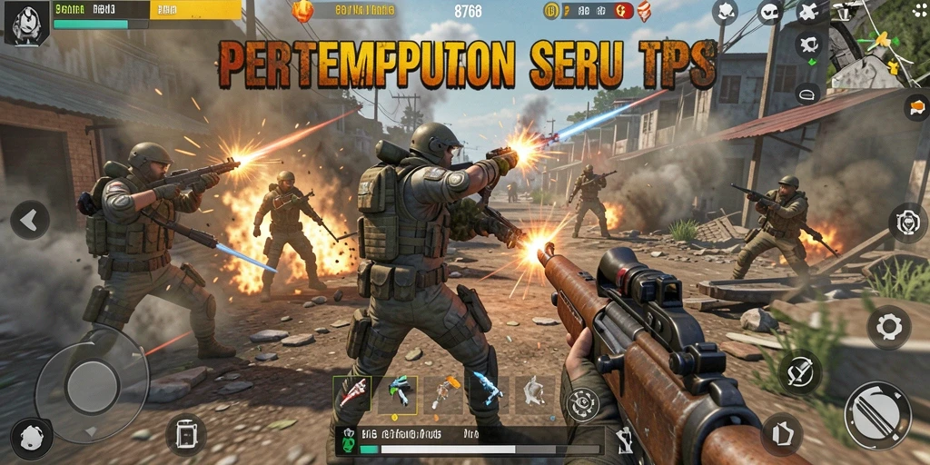 Tampilan gameplay yang menegangkan di 8768, siap bertempur.