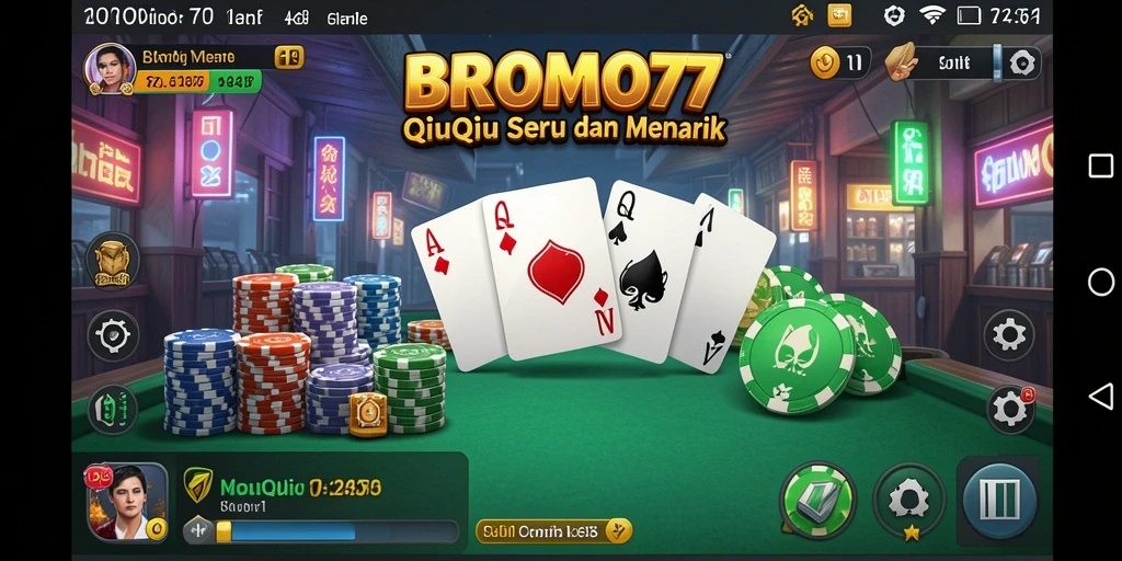 Tampilan gameplay seru dalam BROMO77 yang menampilkan kartu QiuQiu.