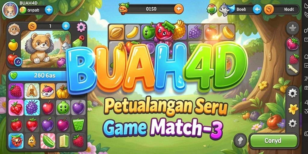 Menampilkan gameplay seru BUAH4D dengan kombinasi buah-buahan berwarna.