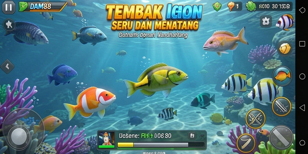 Tangkapan ikan berwarna-warni dalam gameplay DAM88 yang intens.
