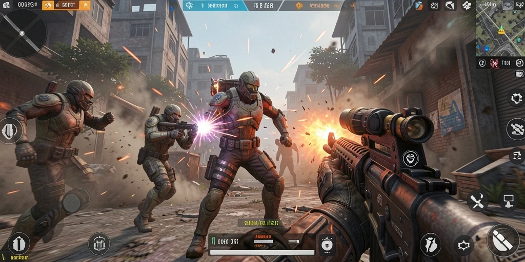 Gambaran gameplay FO8 yang mendebarkan dengan aksi FPS penuh.