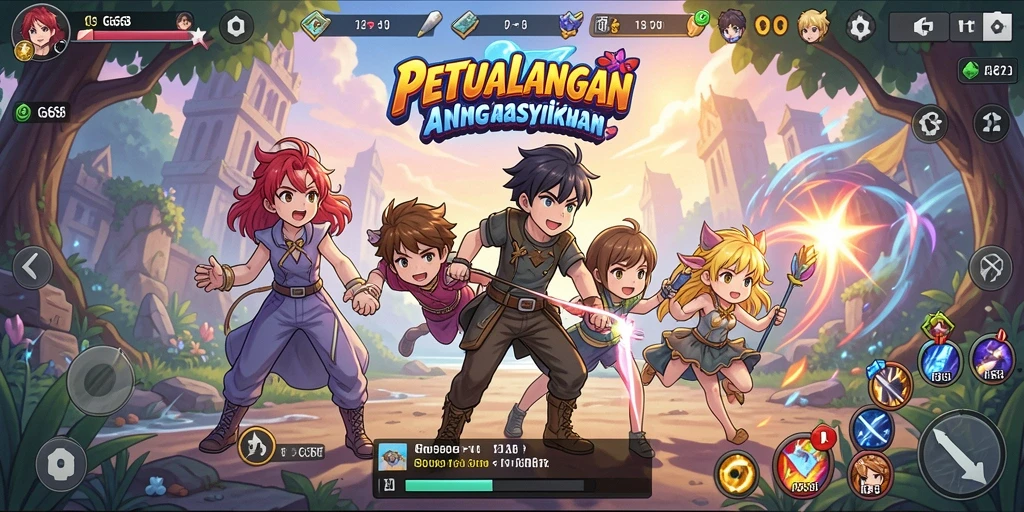 Tangkapan layar game G668 dengan aksi karakter Anime yang energik.
