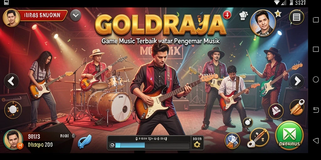 Tampilan gameplay yang menarik dari GOLDRAJA saat memainkan musik.