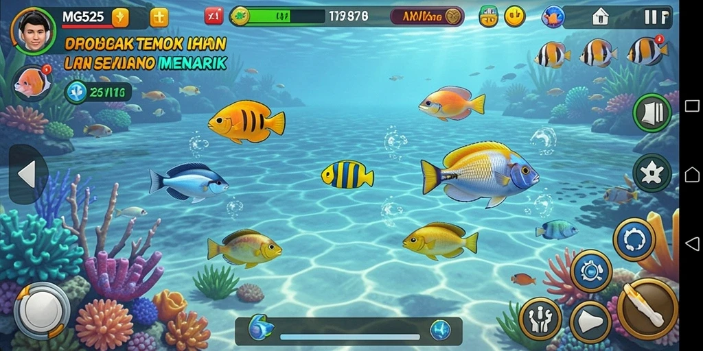 Tangkapan layar dari gameplay seru Tembak Ikan di MG525.