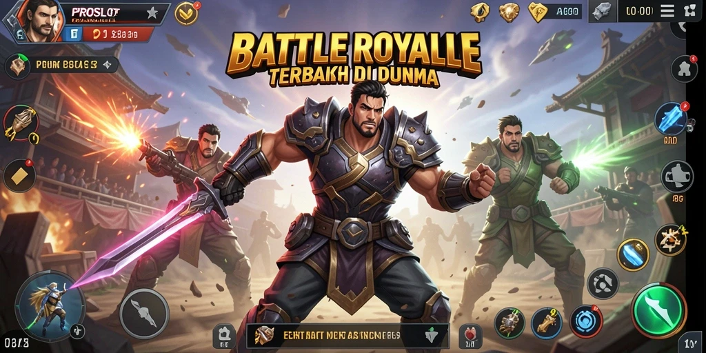 Screenshot PROSLOT menunjukkan aksi seru dalam pertempuran Battle Royale.