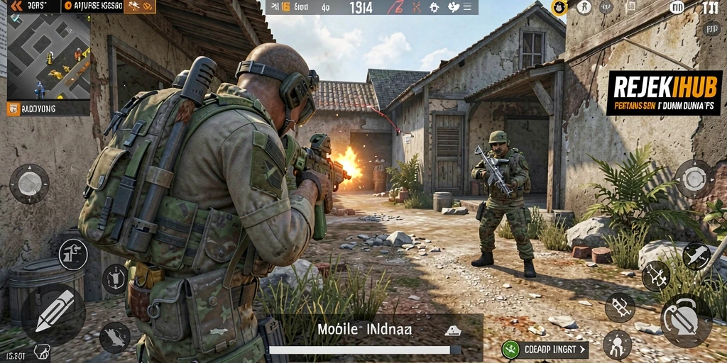 Gameplay seru dalam REJEKIHUB dengan aksi tembak-menembak yang intens.