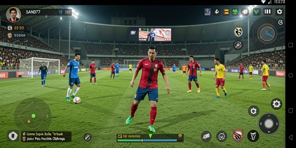 Gameplay SAND77 yang menegangkan dalam pertandingan sepak bola.