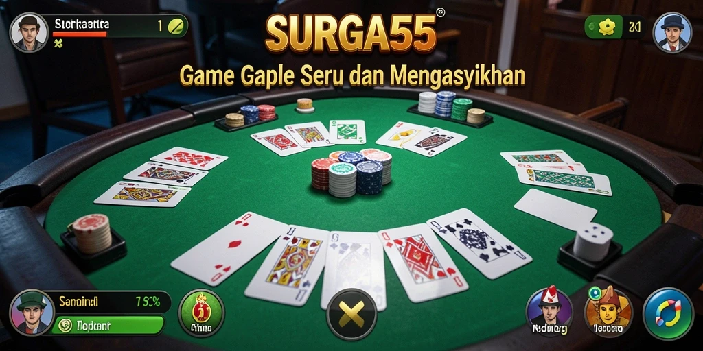 Tampilan gameplay seru dalam permainan Gaple SURGA55.