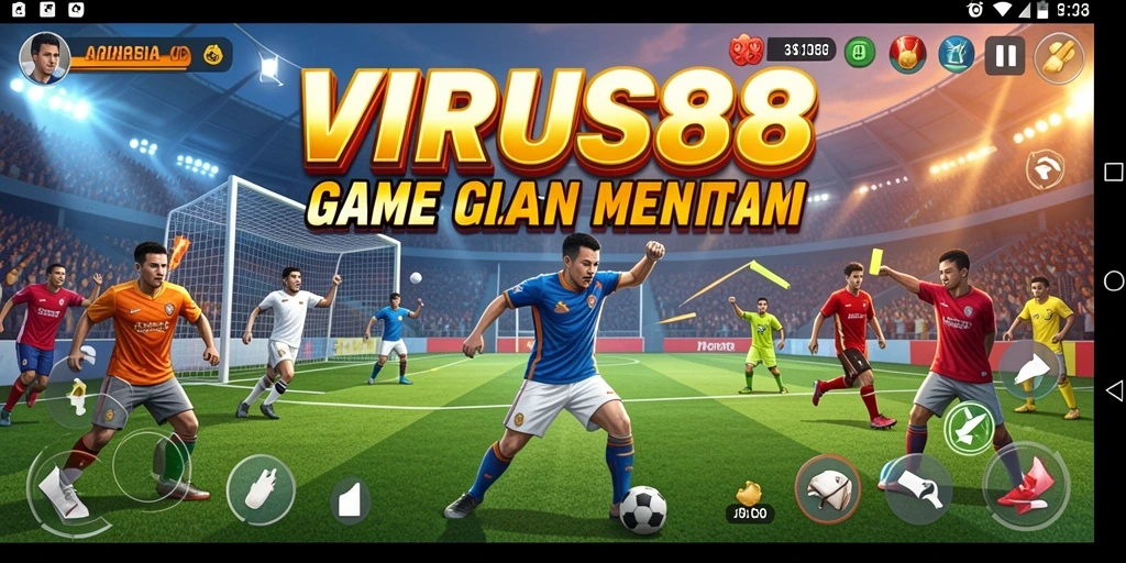 Screenshot gameplay yang menampilkan duel olahraga seru di VIRUS88.