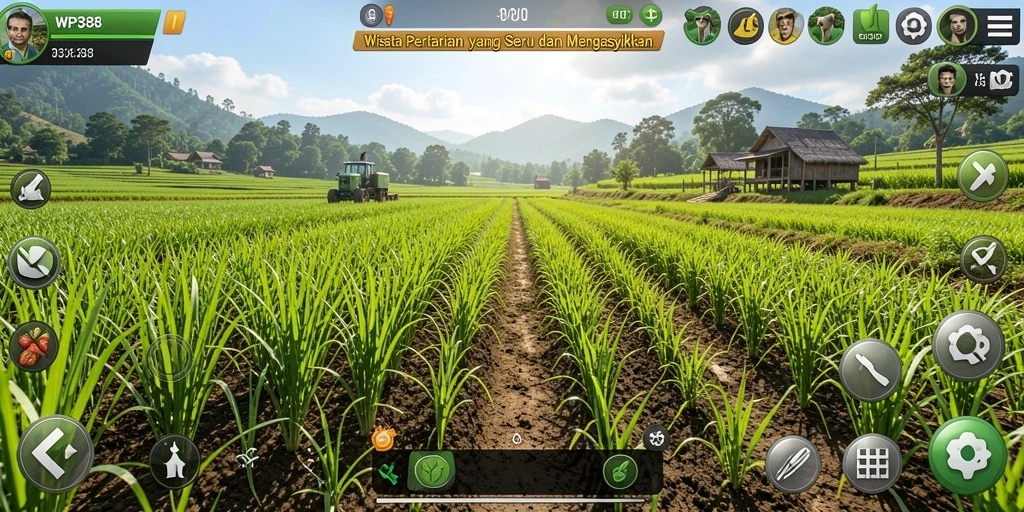 Screenshot utama WP888 menampilkan gameplay bertani yang menarik dan interaktif.